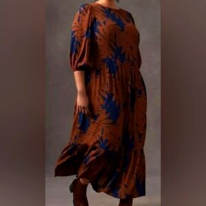 NWT - Porridge Kiera Brown and Blue Maxi- Dress Size 2X